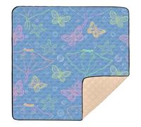 Ocean Animal Manta Ray Butterfly Colorfu Blue Cute Plegable Baby Playmat para interiores y exteriores, impermeable, para actividades de gimnasio, para bebés pequeños, 50 x 50 pulgadas