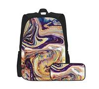 Ocean Art - Juego de mochila y estuche de lápices unisex de estilo natural de lujo, mochila multifuncional de dos piezas, mochila casual con estuche de lápices para niños y niñas, Ocean, Océano