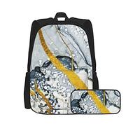 Ocean Art - Juego de mochila y estuche unisex de lujo natural, mochila multifuncional, juego de dos piezas, bolsa escolar casual con estuche para niños y niñas