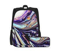 Ocean Art - Juego de mochila y estuche unisex de lujo natural, mochila multifuncional, juego de dos piezas, bolsa escolar casual con estuche para niños y niñas