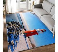 Ocean Beach - Alfombra rectangular lavable a máquina, 120 x 170 cm, para sala de estar, cielo nubes, faro, alfombra antideslizante para dormitorio, alfombra suave de pelo bajo, decoración del suelo
