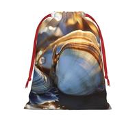 Ocean Beach - Bolsas de regalo con estampado de perlas de mejillón, varios tamaños, bolsas de regalo con cordón para mujeres, Navidad, cumpleaños, reutilizables