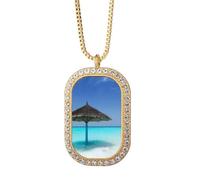 Ocean Beach - Collar con colgante de árbol verde Art Deco de moda con diamantes de cristal dorado