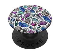 Ocean Beach Fish Shells Blanco Púrpura Azul PopSockets PopGrip Adhesivo