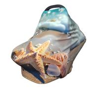 Ocean Beach - Funda de lactancia de 360° de cobertura completa con estrella de mar y bufanda elástica para lactancia y asiento de coche, apta para la mayoría de cochecitos y cochecitos