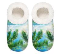 Ocean Beach House - Pantuflas para mujer y hombre, de espuma viscoelástica, calcetines, multicolor, 37.5/38.5 EU
