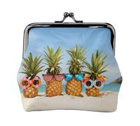Ocean Beach - Monedero con estampado de piñas y cierre de beso, pequeño bolso vintage para hombres y mujeres, Black, Talla única, Bolsa para monedas