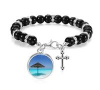 Ocean Beach - Pulsera de cuentas estilo bohemio con diseño de árbol verde Art Deco