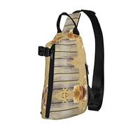 Ocean Beach Sands Pink White Gold Flowers Diagonalmente Sling Bag, Crossbody Sling Backpack Shoulder Chest Bag para Mujeres Hombres, Travel Hiking Daypack