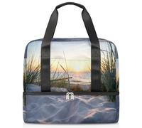 Ocean Beach Sunset Sports Duffle Bag for Women Men Boys Kirls Sea Beach Weekend Overnight Bags Wet Seperated 21L Tote Bag for Travel Gym Yoga, color, 21L, Organizador de bolsas
