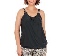 Ocean Blues Top de tankini blusón de talla grande para mujer, ajuste holgado, traje de baño, Negro, 4XL