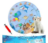 Ocean Breeze Splashland for Cats, 25/40Inchs Cat Waterbed Toy with Fish, Cat Play Pool with Fish, Interactive Pet Toy for Indoor Outdoor Cats in Summer (25Inchs-E)