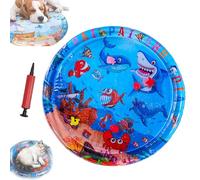 Ocean Breeze Splashland for Cats, Interactive Pet Water Bed, Cat Play Pool with Fish, Thickened Anti-Scratch Water Mat for Indoor Cat Dog (Large Round Model C)