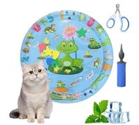 Ocean Breeze Splashland for Cats,Pet Water Bed for Dog,Cat Water Sensory Mat with Fish with Manual Air Pump,Thickened PVC, Anti-Scratch, Rapid Cooling for Both Indoor Outdoor in Summer (25in G)