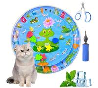 Ocean Breeze Splashland for Cats,Pet Water Bed for Dog,Cat Water Sensory Mat with Fish with Manual Air Pump,Thickened PVC, Anti-Scratch, Rapid Cooling for Both Indoor Outdoor in Summer (25in A)