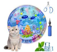 Ocean Breeze Splashland for Cats,Pet Water Bed for Dog,Cat Water Sensory Mat with Fish with Manual Air Pump,Thickened PVC, Anti-Scratch, Rapid Cooling for Both Indoor Outdoor in Summer (39in M)