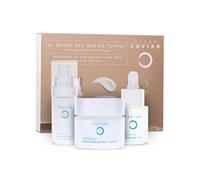 OCEAN CAVIAR Pack Tratamiento Facial Antienvejecimiento con Extracto de Caviar y Ácido Hialurónico, para mujer y hombre. Resultado, una piel radiante. Marca: Noche y Día, contiene 3 productos