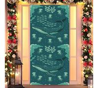 Ocean Christmas Magic - Cubierta elástica para puerta, decoración navideña con temática de mar para puerta delantera, interior y exterior, se adapta a puertas estándar de 35 x 79 pulgadas (31)