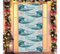 Ocean Christmas Magic - Cubierta elástica para puerta, decoración navideña con temática de mar para puerta delantera, interior y exterior, se adapta a puertas estándar de 35 x 79 pulgadas (24)