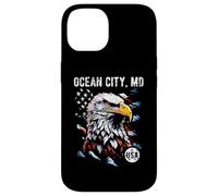 Ocean City Maryland - Bandera patriótica de Estados Unidos, diseño Vintage Carcasa para iPhone 14