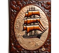 OCEAN CLIPPER SAIL SHIP * COMPOSITION NOTEBOOK Journal Diary -Vintage Tooled Leather Wood Art Print-Marine Maritime Navy Sea Boating Sailing Rowing ... HOMESCHOOL SUPPLY-PARTY FAVOR-BIRTHDAY GIFT