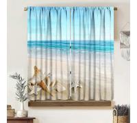 Ocean Curtains Nautical Beach Starfish Shell Print Blackout Drapes for Bedroom Living Room 2 Pack 42x63 21x63 Style4