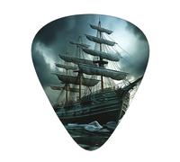Ocean Deck - Púa de guitarra con estampado de bandera negra, paquete de 12, incluye calibres delgados, medianos y pesados, adecuados para guitarra, ukelele