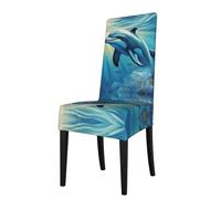 Ocean Dolphin Looking At You 1 - Funda protectora para silla de comedor, diseño de delfín oceánico