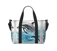 Ocean Dolphin Looking at You - Bolsa de viaje con estampado de delfín, bolsa de lona de entrenamiento, bolsa de hombro para noche, bolsa de fin de semana para mujeres y hombres, Negro -, Talla única