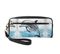 Ocean Dolphin Looking at You - Bolsas de cosméticos para mujer, neceser de viaje, organizador de accesorios, bolsa con cremallera, idea de regalo, Black, Talla única, Neceser de maquillaje