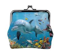 Ocean Dolphin Looking at You - Cartera ligera minimalista para viajes escolares y de trabajo, Black, Talla única, Bolsa para monedas