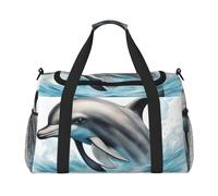 Ocean Dolphin Looking at You - Equipaje de mano con estampado de delfín oceánico para mujeres y hombres, bolsa cruzada de fin de semana para yoga, viajes, imprescindible, Negro -, Talla única
