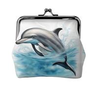 Ocean Dolphin Looking at You Print Fashion Ms - Cartera de piel portátil con cierre de beso, bolsa de dinero, bonita bolsa de mano para mujer