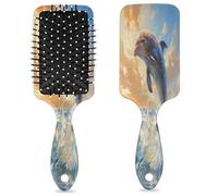 Ocean Dolphin Sunset - Cepillo de pelo húmedo y seco con cojín de aire, cepillo de pelo desenredante de plástico para niños y adultos, regalo de vuelta a la escuela, mujeres y hombres