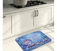 Ocean Dreams - Tapetes de cocina para piso, patrón de coral de sirena, tapetes suaves, acolchados de verano, cómodos, lavables, para fregaderos de cocina, lavadero, baño, 16 x 24 pulgadas