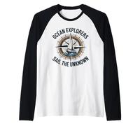 Ocean Explorers Navegan El Desconocido Capitán Marinero Camiseta Manga Raglan