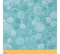 Ocean Fabric by The Yard - Tela abstracta con patrón de olas marinas en espiral para sillas, tela geométrica impermeable para exteriores, 92 x 150 cm, aguamarina