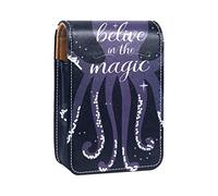 Ocean Fish Octopus Sea Marine Animal - Estuche portátil para pintalabios para viajes, mini caja de almacenamiento de lápiz labial con espejo para mujeres y mujeres, bolsa de cosméticos de cuero, Varios colores, 9.5x2x7 cm/3.7x0.8x2.7 in