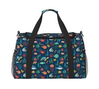 Ocean Fish Turtle Jellyfish - Bolsa de viaje de mano grande reutilizable, ideal para camping, deportes, gimnasio y actividades al aire libre