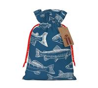 Ocean Fishes Holiday Gift Bags,Bolsas de regalo de Navidad reutilizables,Enfoque artístico para regalar