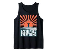 Ocean Fixes Everything Beach Sunset Silhouette Camiseta sin Mangas