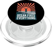 Ocean Fixes Everything Beach Sunset Silhouette PopSockets PopGrip para MagSafe