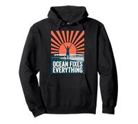 Ocean Fixes Everything Beach Sunset Silhouette Sudadera con Capucha