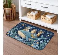 Ocean Friends - Tapete de baño de secado rápido, absorbente y antideslizante, diseño de criaturas marinas, tapete decorativo de verano de franela lavable para baño, inodoro, baño, 40,6 x 60,9 cm