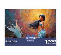 Ocean Girl with Golden Tail 1000 Piezas Cartón Fuerte Rompecabezas Fantasy Ocean Animal Imágenes Vibrantes Juego Familiar Puzzle Juego De Desafío Difícil 38x26cm/1000pcs