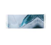 Ocean Green Wave - Bufanda con flecos de cachemira, ligera, para mujer, envolturas cuadradas, satén suave para otoño e invierno