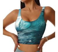 Ocean Green Wave - Chaleco deportivo para mujer, ligero y transpirable, para entrenamiento, fitness, moda, Negro, M Corto