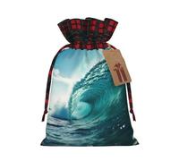Ocean Green Wave Surf 1 bolsa de material duradero de 8.3 x 11.8 pulgadas con cordón para regalo elegante de Halloween