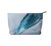 Ocean Green Wave Surf - Bolsa de maquillaje de pana, versátil con cremallera para uso diario y organizador de capacidad de viaje, Black, Talla única