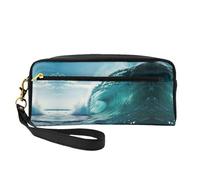 Ocean Green Wave Surf - Bolsa de maquillaje para mujer, bolsa de maquillaje portátil para bolso, organizador de accesorios, Black, Talla única, Neceser de maquillaje